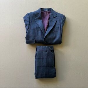 Custom Boys Wool Plaid Single Breast Suit